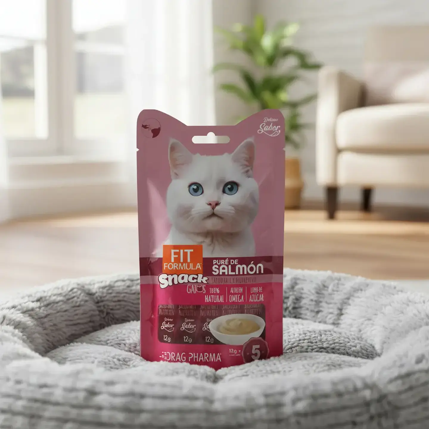 Fit Formula 5 Sachets-snack Gato-pure Salmón-12 Gr C/u 3