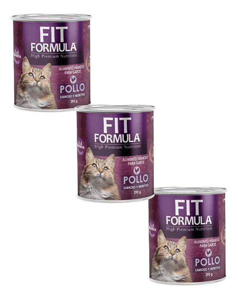 Fit Formula 3 Latas Gato-sabor Pollo-290 Gr C/u