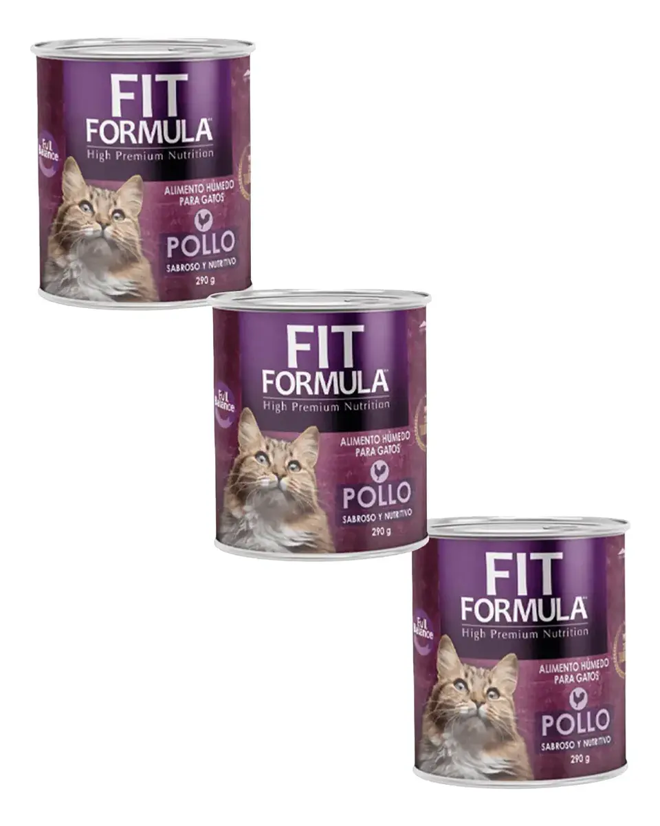 Fit Formula 3 Latas Gato-sabor Pollo-290 Gr C/u 1
