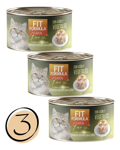 Fit Formula 3 Latas Gourmet Gato-atun Vegetales-80gr C/u