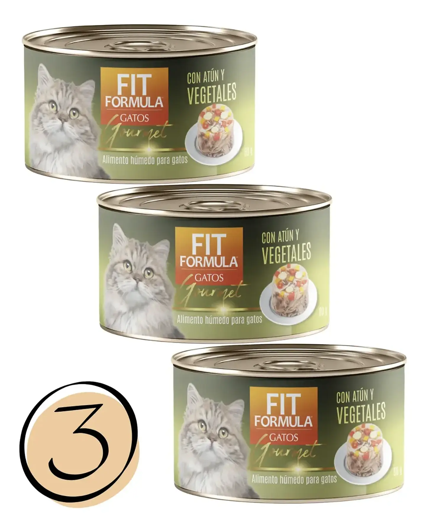 Fit Formula 3 Latas Gourmet Gato-atun Vegetales-80gr C/u 1