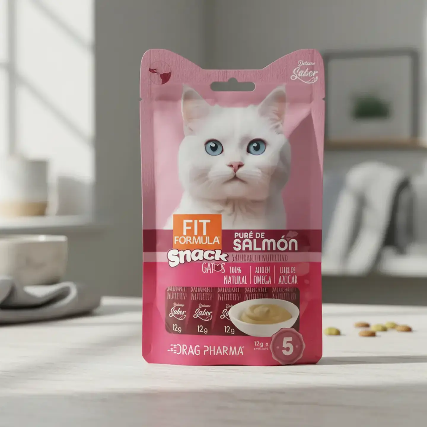 Fit Formula 5 Sachets-snack Gato-pure Salmón-12 Gr C/u 4