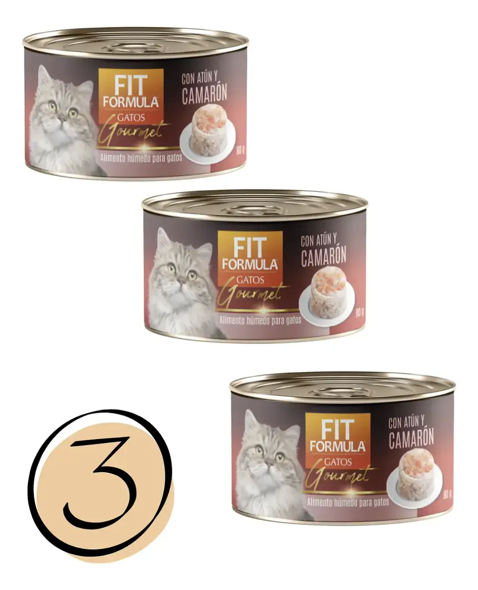 Fit Formula 3 Latas Gourmet Gato-sabor Atun Camaron-80gr C/u 1