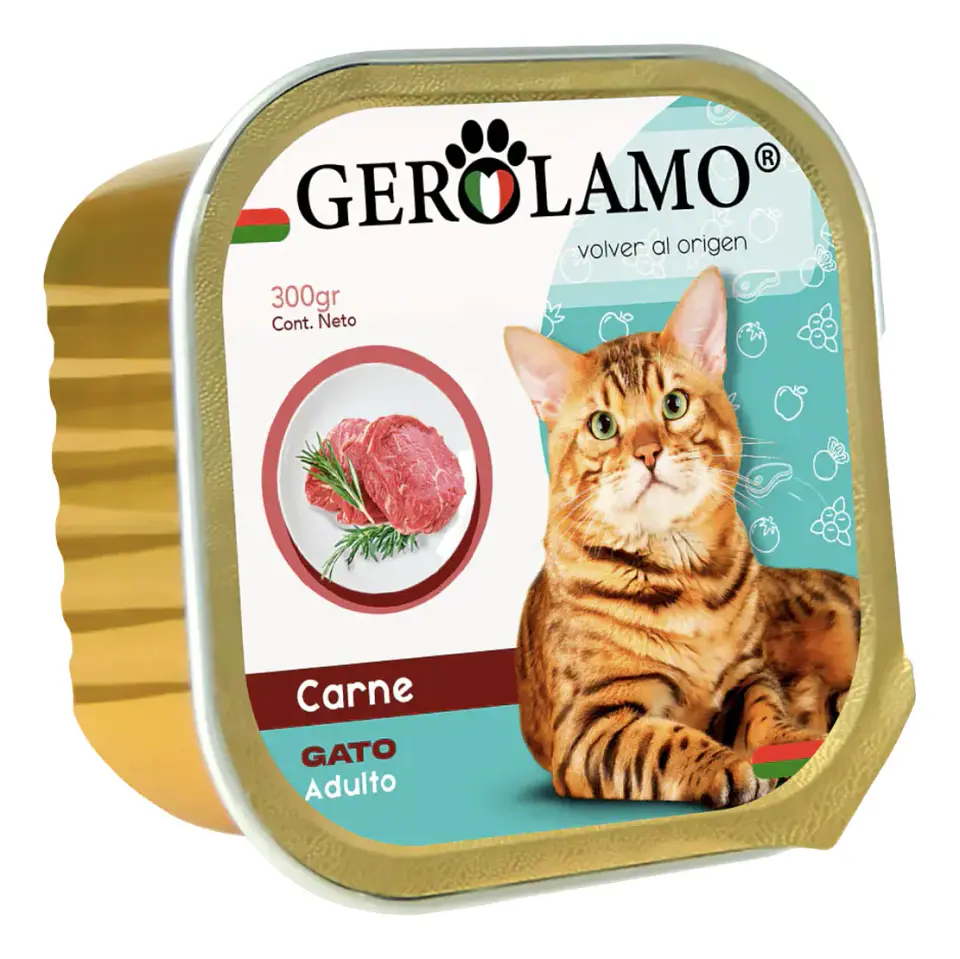 Gerolamo 3 Pack-alimento Pate Carne-gato Adulto-300 Gr C/u 2