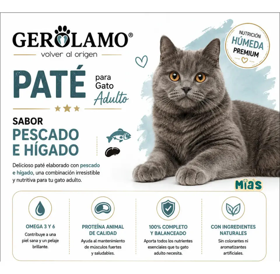Gerolamo X3-pate Gato Adulto-sabor Pescado Higado-300 Gr C/u 3
