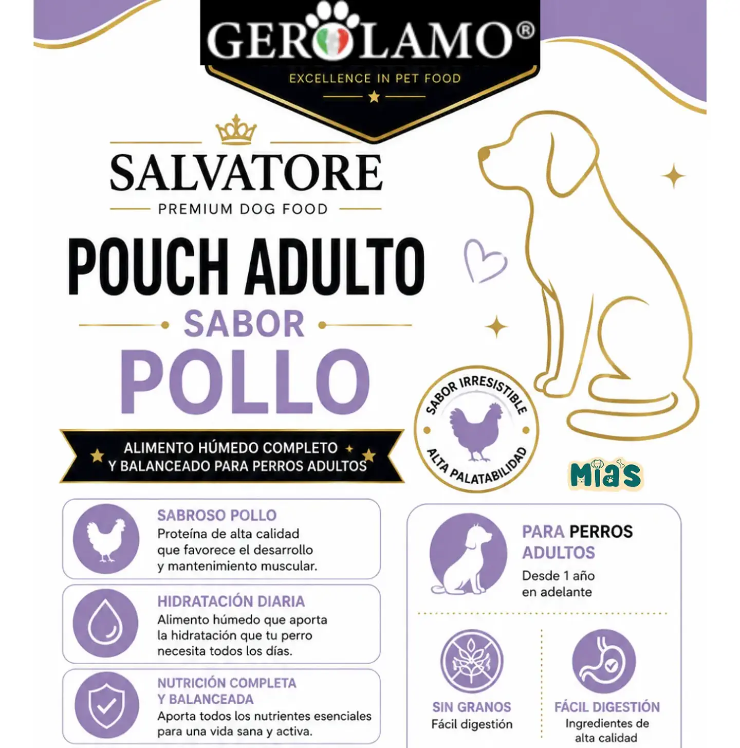 Gerolamo 3 Pack-pouch Perro-trocitos De Pollo-100 Gr 2