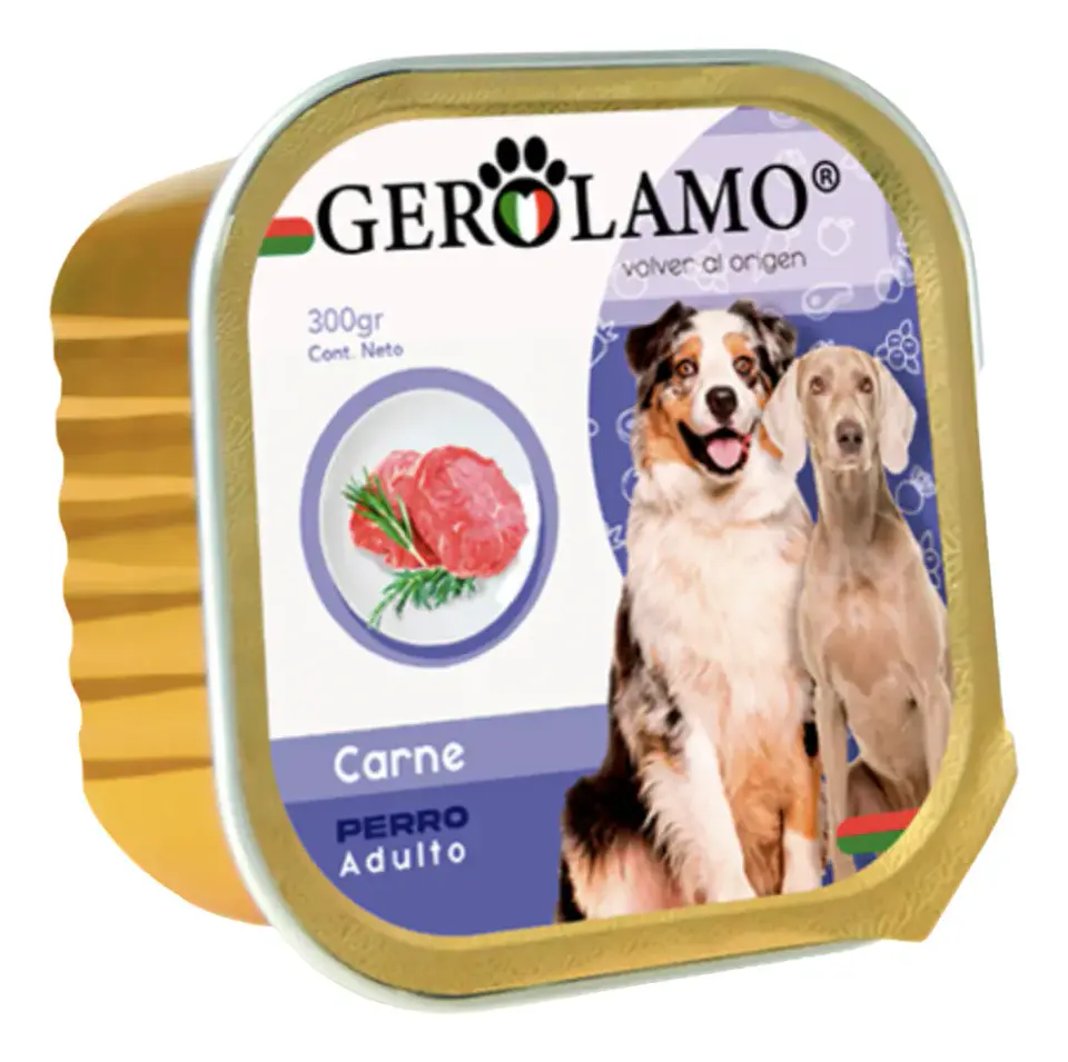 Gerolamo 3 Pack-alimento Pate Carne-perro Adulto-300 Gr C/u 2