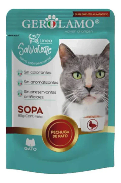 Gerolamo Sopa Gato-sabor Pato-80 Gr-sup. Alimenticio