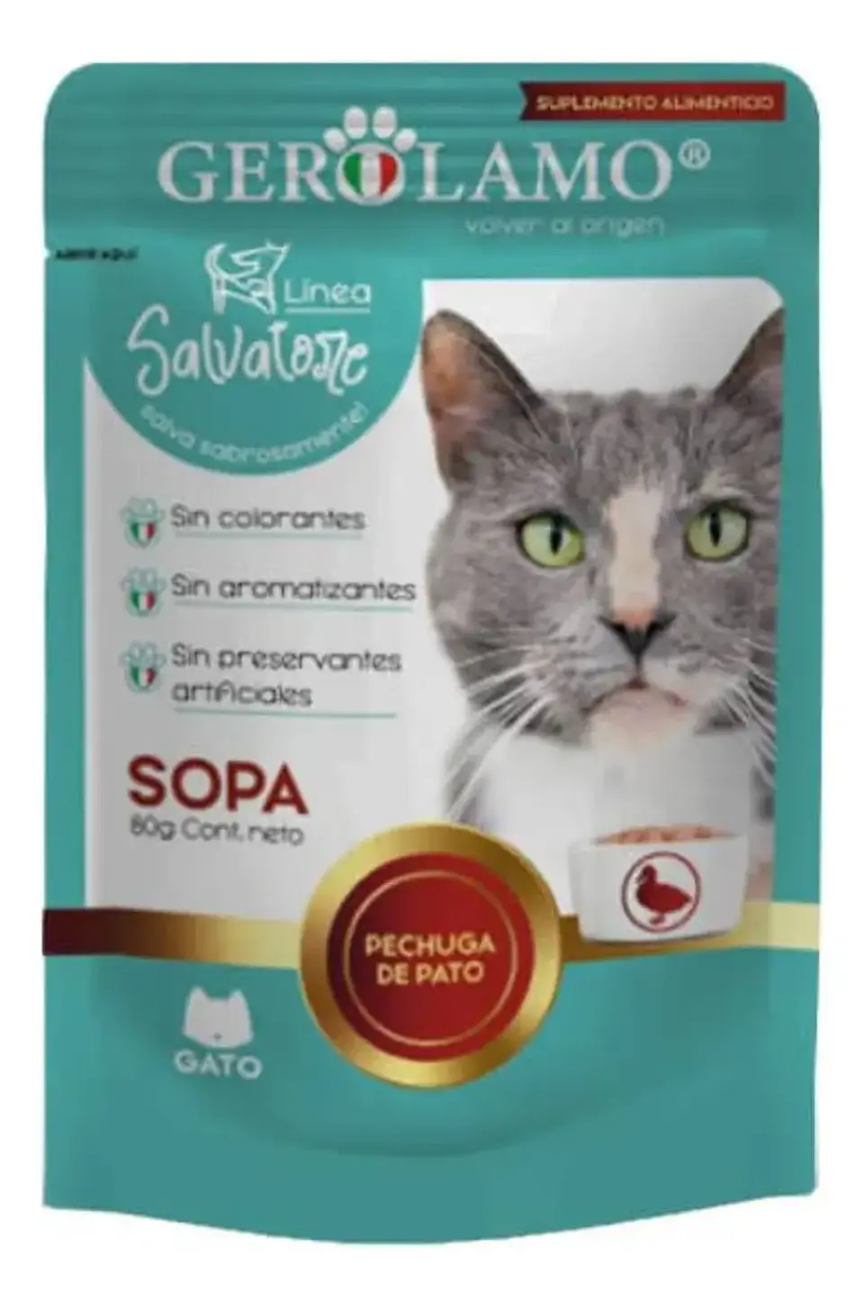 Gerolamo Sopa Gato-sabor Pato-80 Gr-sup. Alimenticio 1