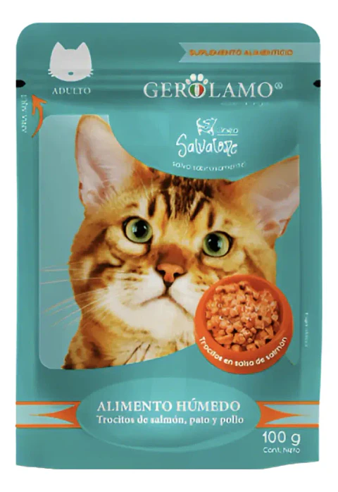 Gerolamo Pouch Gato-salmón Pato Pollo- 100gr-alimento Humedo