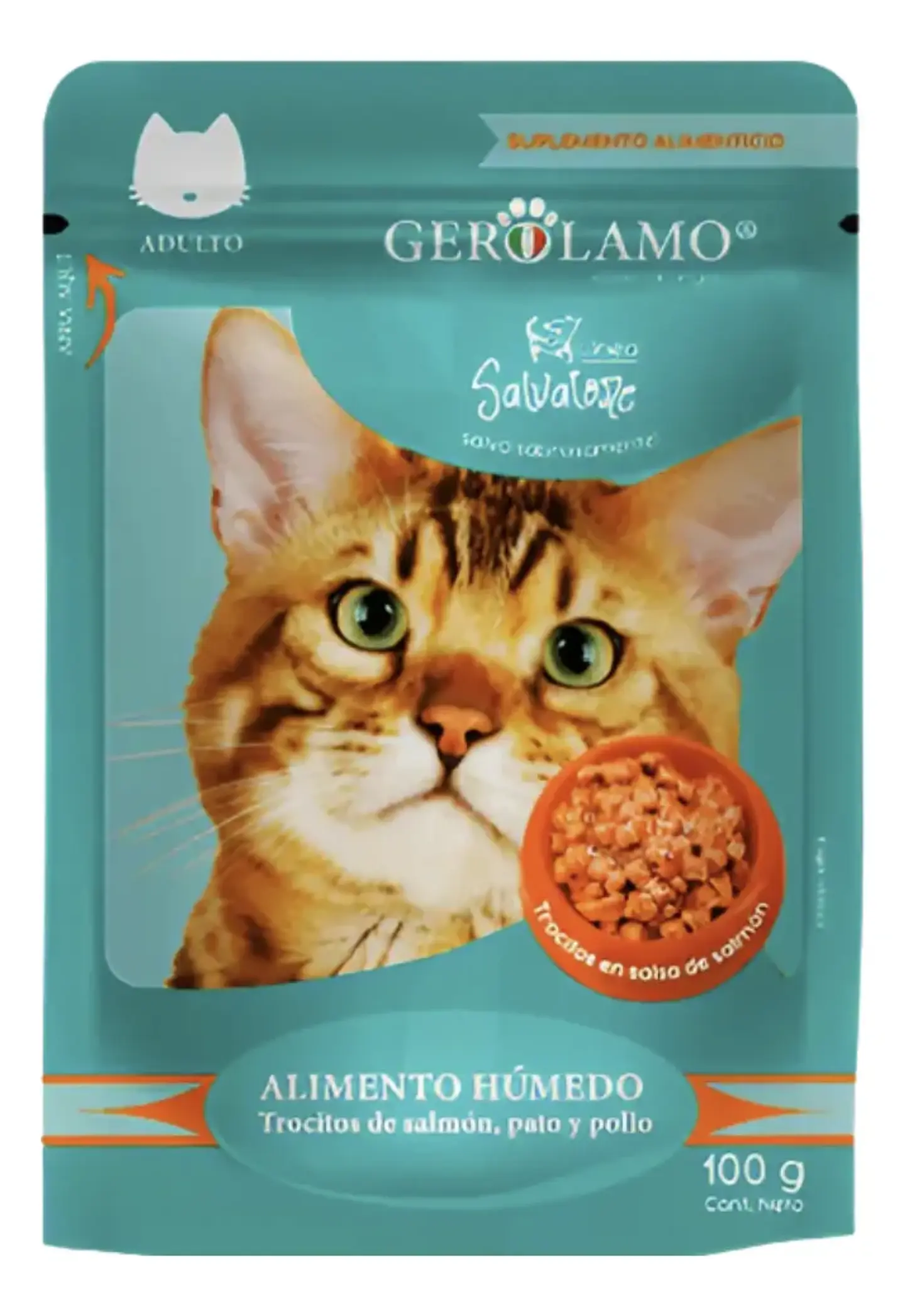 Gerolamo Pouch Gato-salmón Pato Pollo- 100gr-alimento Humedo 1