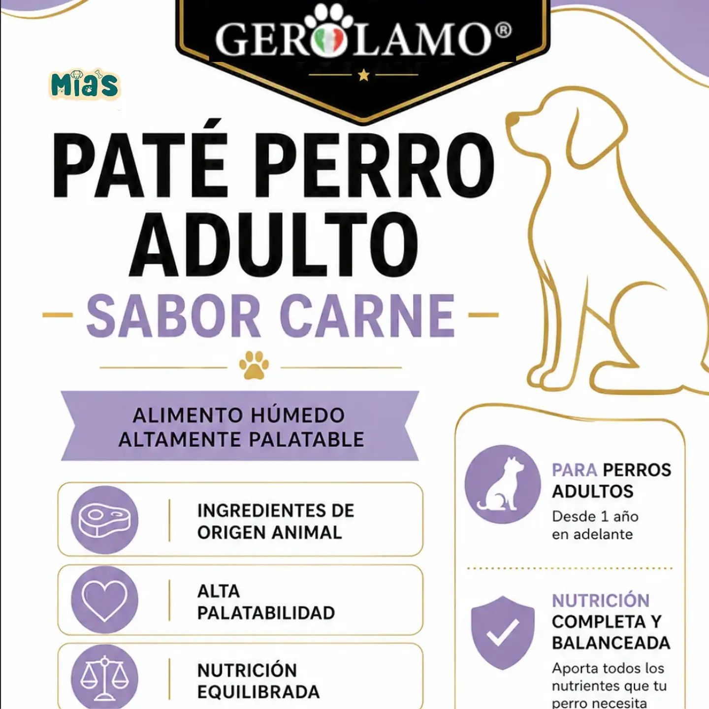 Gerolamo 3 Pack-alimento Pate Carne-perro Adulto-300 Gr C/u 3