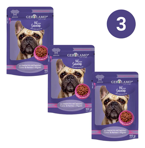 Gerolamo Pack 3 Pouch Carne-perro Adulto-100 Gr C/u