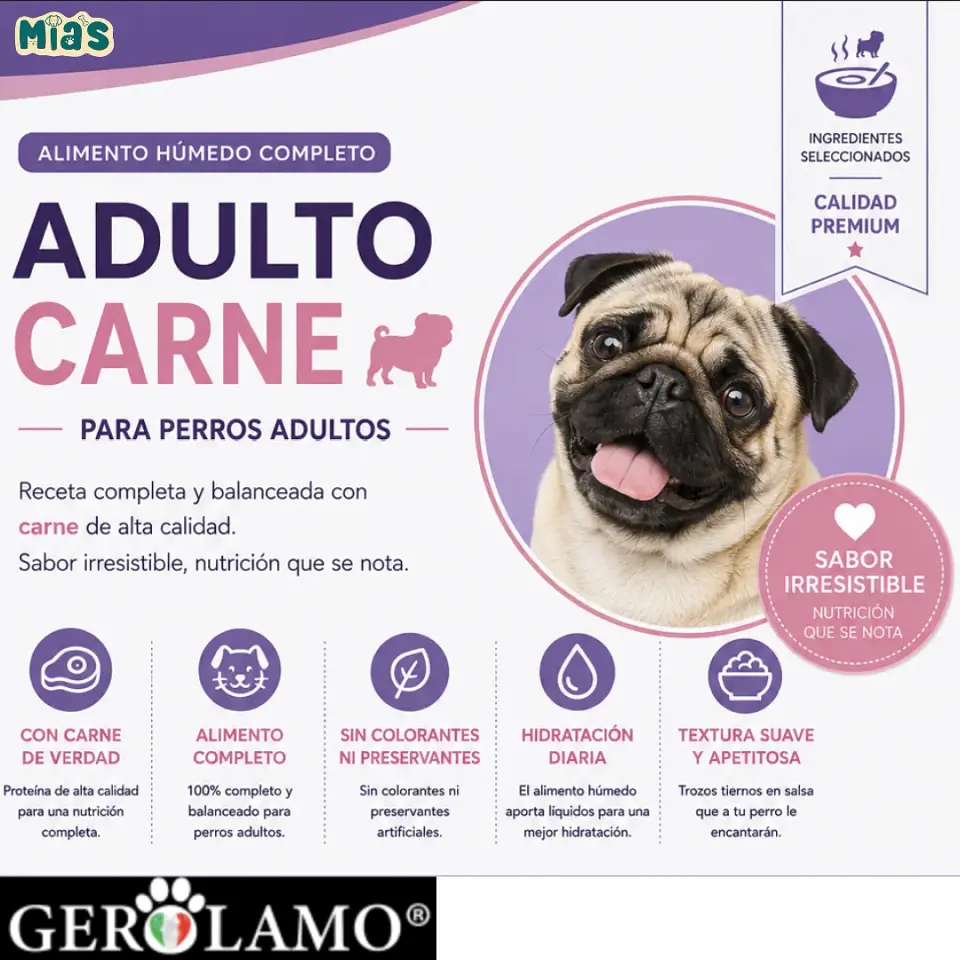 Gerolamo Pack 3 Pouch Carne-perro Adulto-100 Gr C/u 2