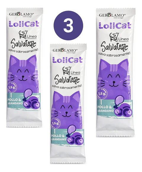 Gerolamo 3 Pack Lolicat Gatos-pollo Arandanos-1.5gr C/u