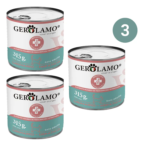 Gerolamo Pack 3-alimento Humedo Gato Urinario Hepatico-315 Gr C/u