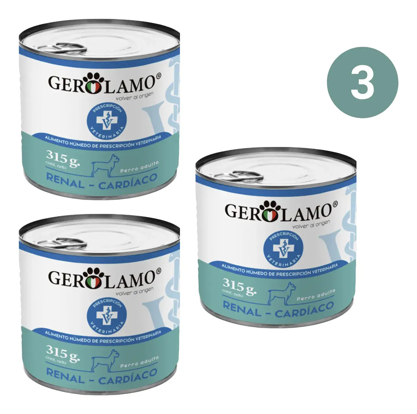 Gerolamo Pack 3- Lata Humedo-perro Renal Cardiaco-315 Gr C/u 1