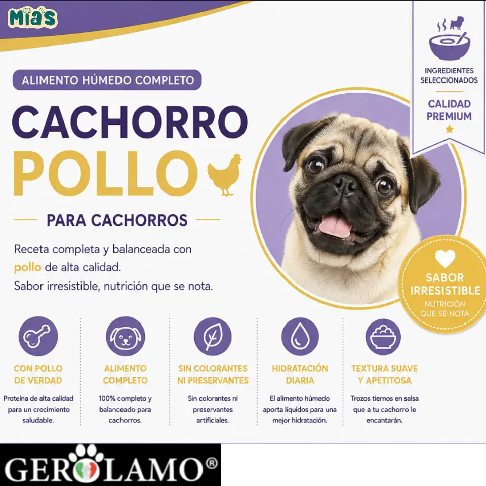 Gerolamo 3 Pack-pouch Perro Cachorro-trocitos De Pollo-100gr C/u 3