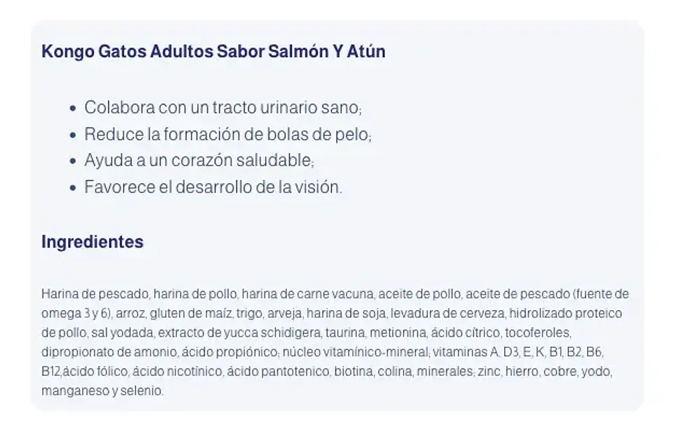 Kongo Alimento Gato Adulto 8kg Sabor Salmon Y Atun 2