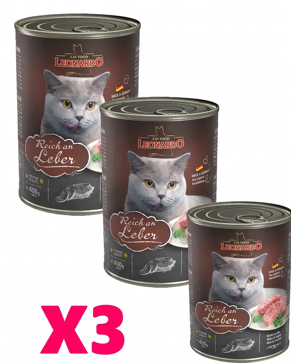 Leonardo Pack 3 Latas Qs Higado-gato Adulto- 400 Gr C/u. 1