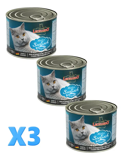 Leonardo 3 Latas Pescado-gato Adulto-200 Gr C/u