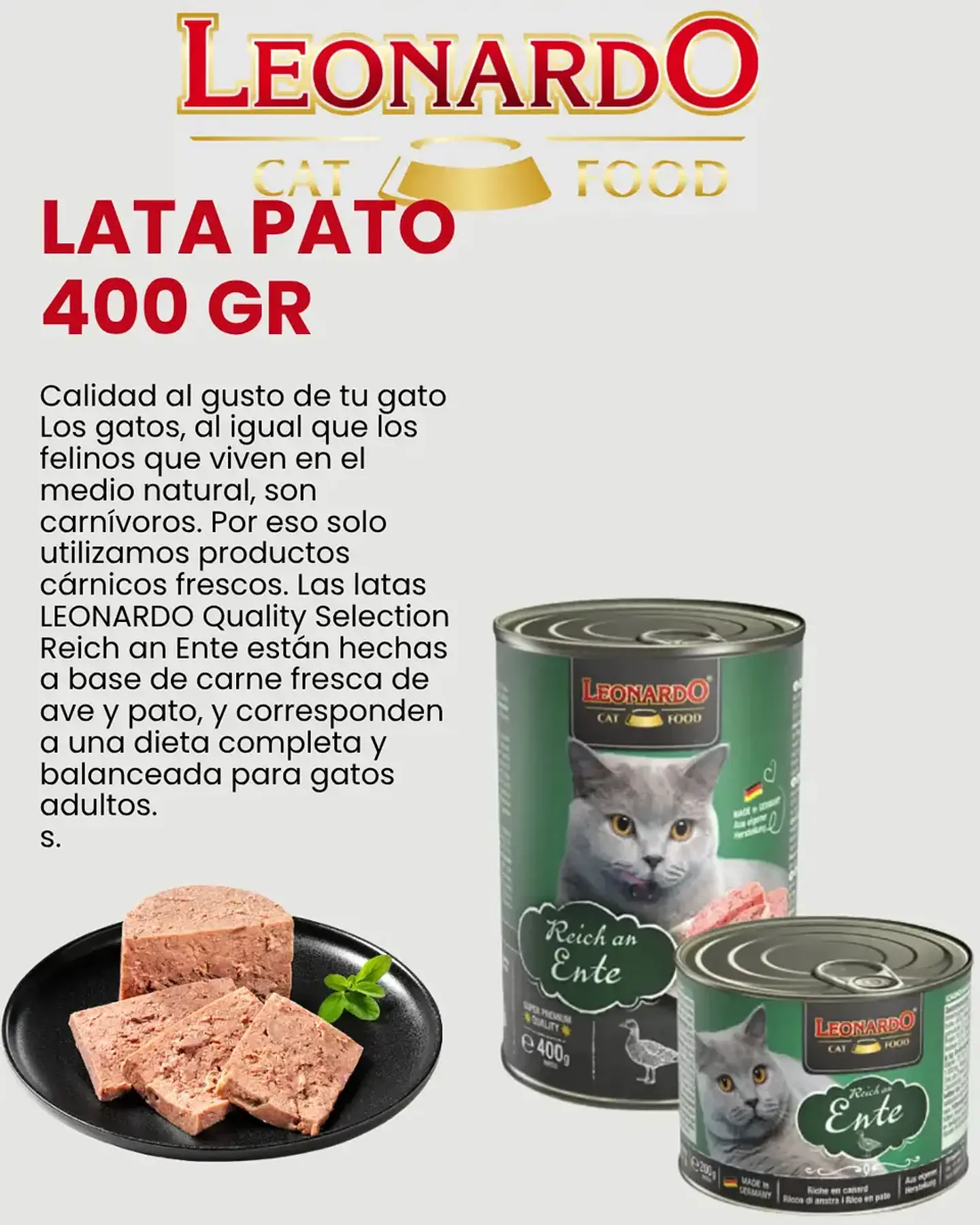 Leonardo 3 Latas Pato-gato Adulto-400 Gr C/u 2