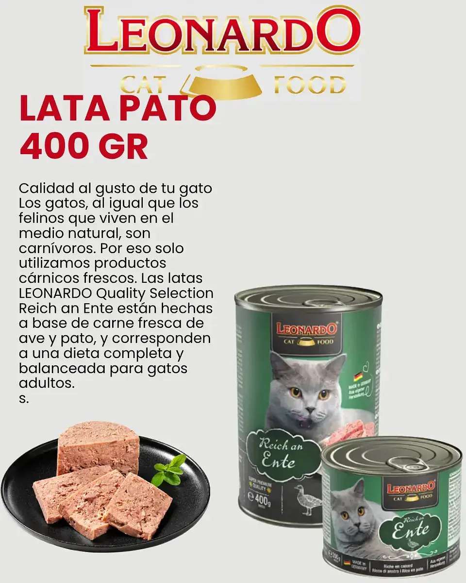 Leonardo 3 Latas Pato-gato Adulto-400 Gr C/u 2