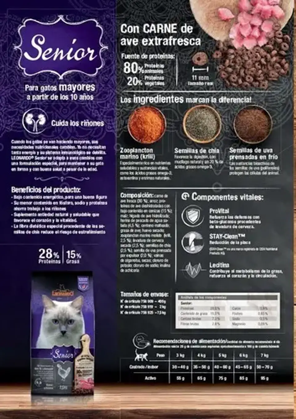 Leonardo Gato Senior Pollo Alimento Seco 7.5 Kg Bolsa 3