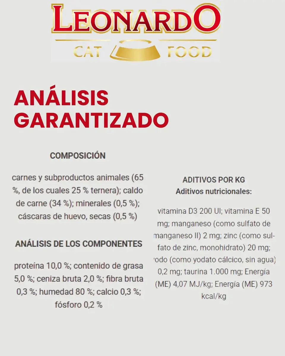 Leonardo 3 Latas-gato Adulto- Sabor Carne-400 Gr C/u 4