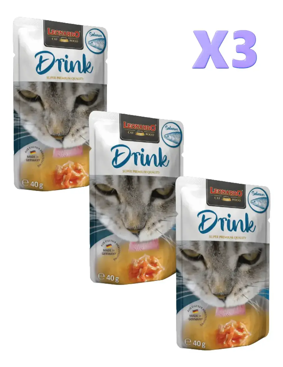 Leonardo 3 Sachets- Snack Gatos-salmón- 120 Grs 1