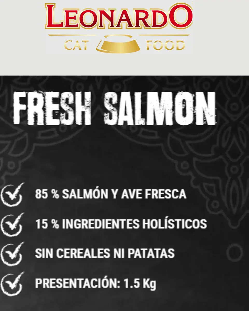 Leonardo Fresh Salmon Alimento Para Gatos 1,5 Kg 3