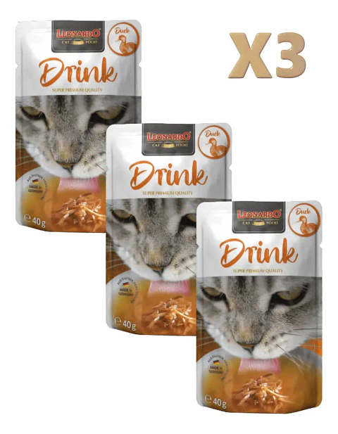 Leonardo 3 Sachets- Snack Gatos-pato- 120 Grs