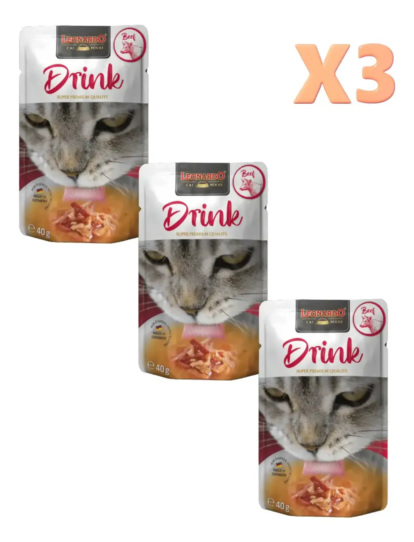 Leonardo 3 Sachets- Snack Gatos-sabor Tenera (beef)- 120 Grs 1