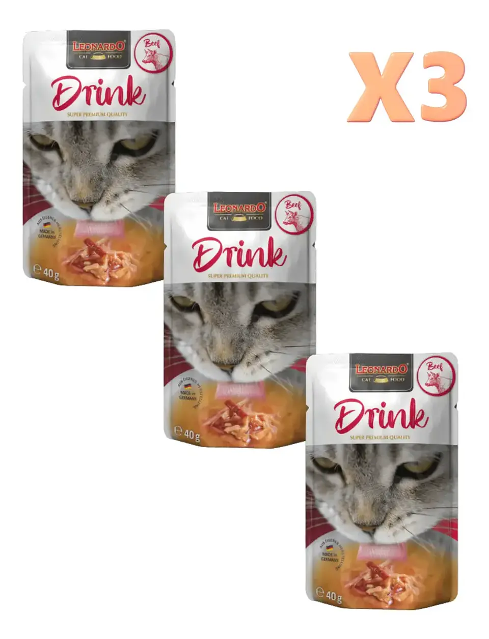 Leonardo 3 Sachets- Snack Gatos-sabor Tenera (beef)- 120 Grs 1