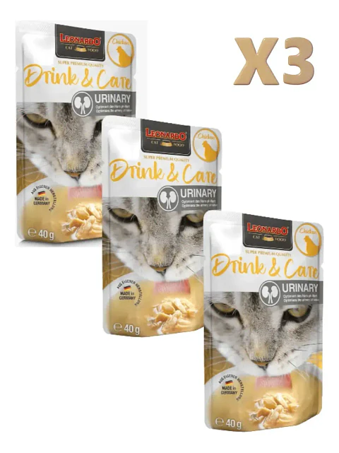 Leonardo 3 Pack Drink & Care-urinary Gato Adulto-40 Gr C/u.