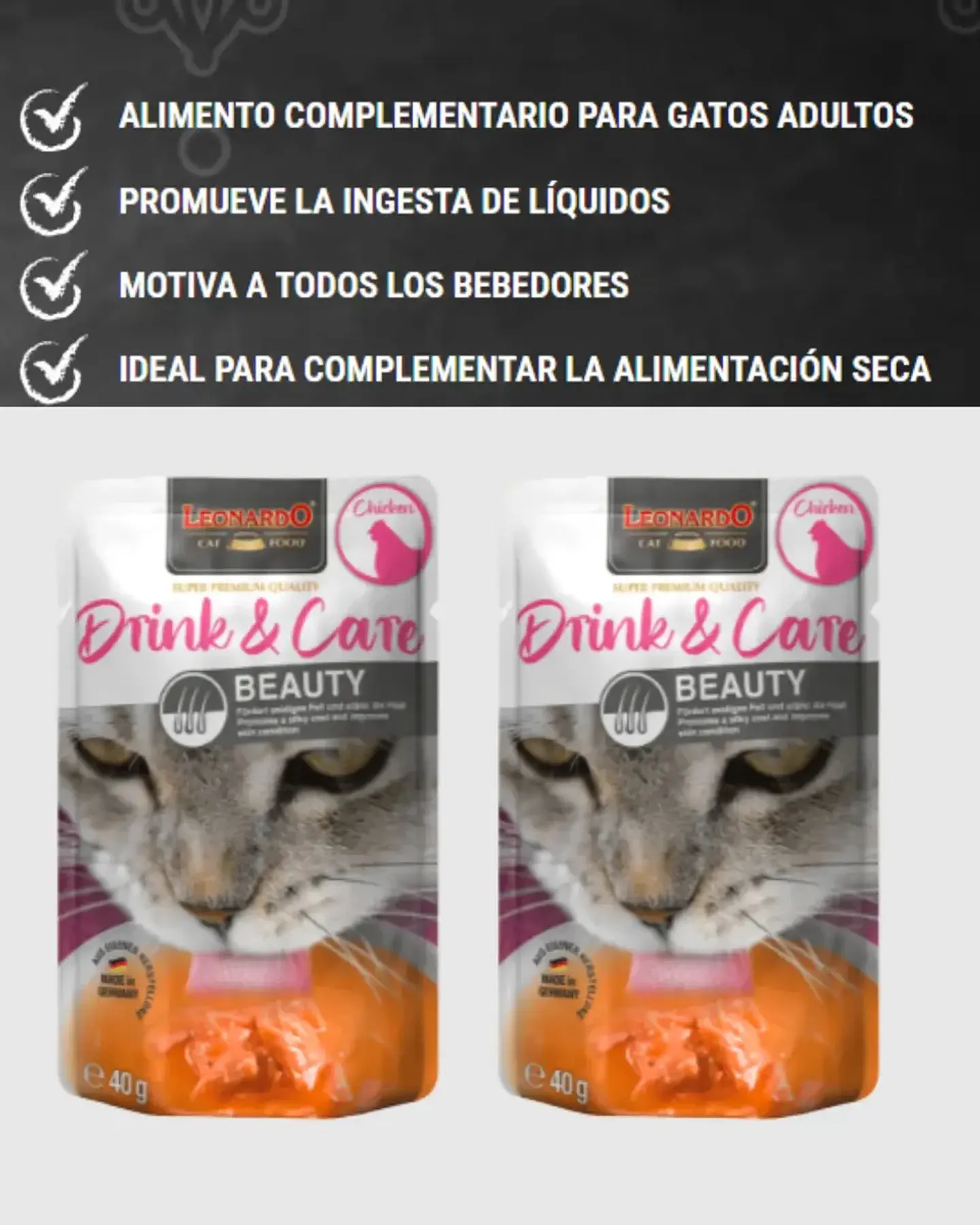 Leonardo Pack 3- Drink Care Beauty-sabor Pollo-40 Gr C/u 4