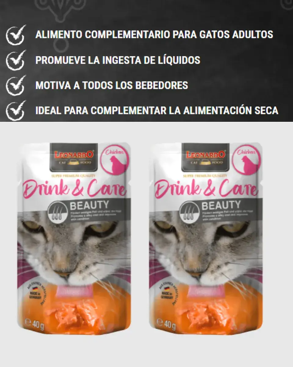 Leonardo Pack 3- Drink Care Beauty-sabor Pollo-40 Gr C/u 4