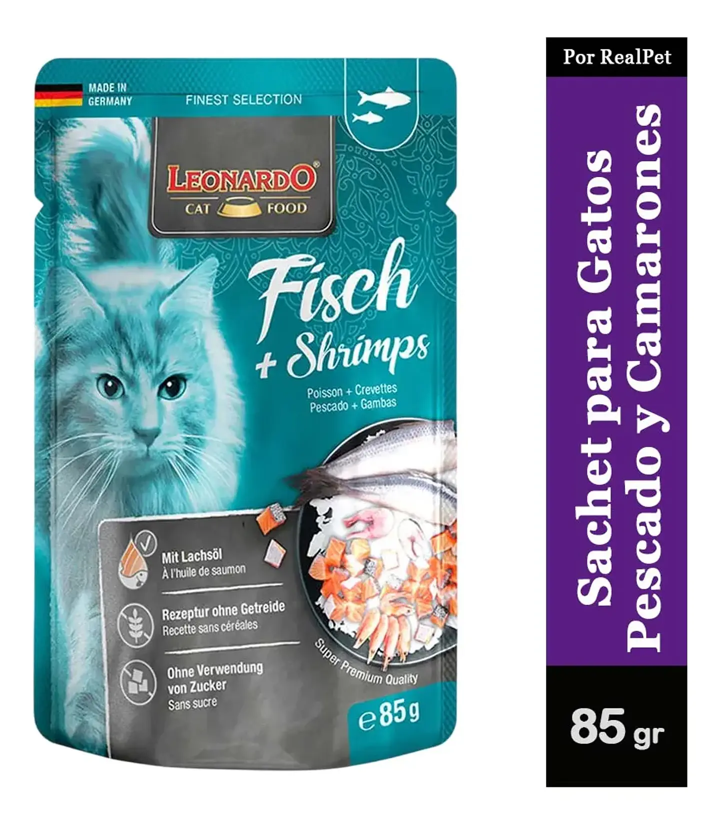 Leonardo Pouch-gato-sabor Pescado Camarones-85 Gr C/u 2