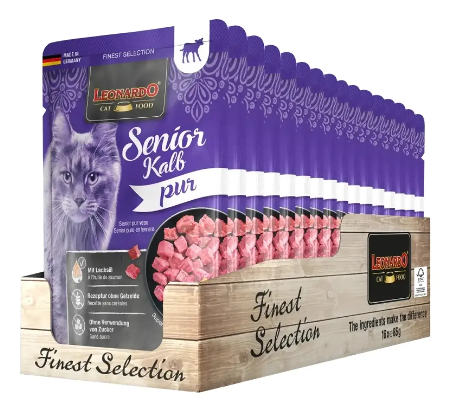 Leonardo Comida Húmeda Gato Senior Sabor Ternera 85g 3