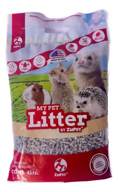 My Pet Sustrato Zupet Litter 4 L Papel Biodegradable Control Olores Mascotas Gris 1.4 Kg