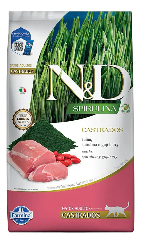 N&d Alimento Seco Gato Adulto Castrado Farmina Spirulina Cerdo Goji 1.5kg