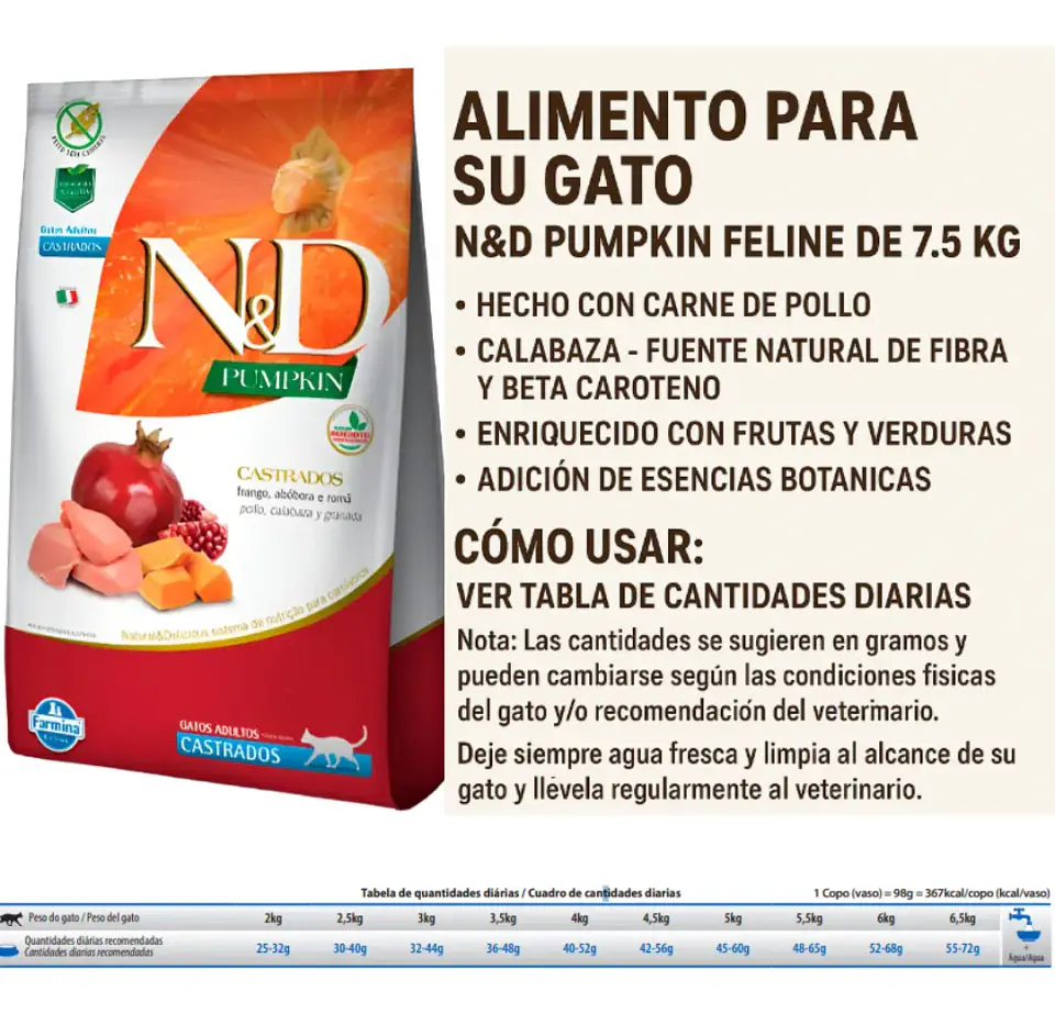 N&d Pumpkin Gato Adulto Castrado-7,5 Kg 2