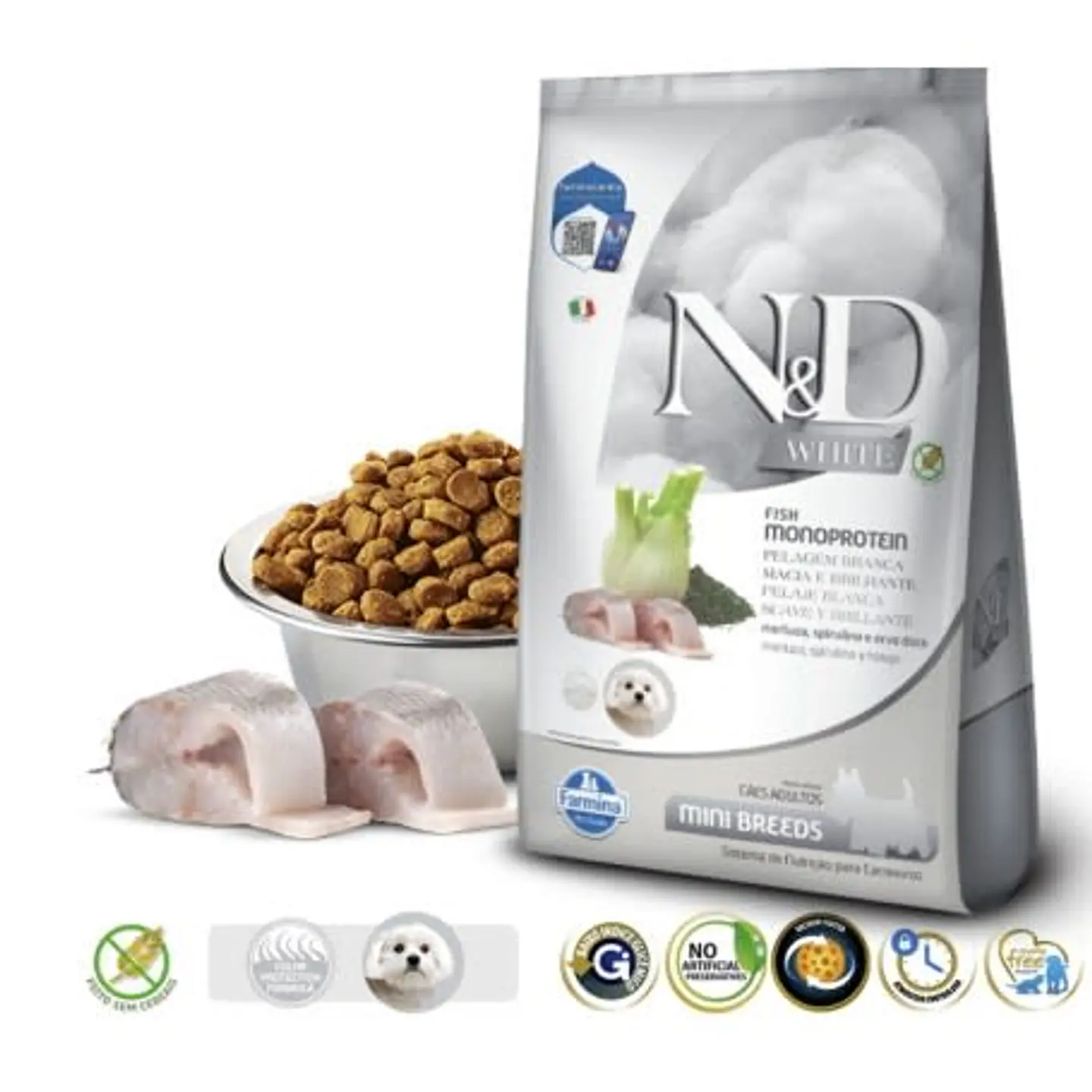 N&d White Espirulina Grain Free Para Perro Adulto Mini Con Merluza 2 Kg 3