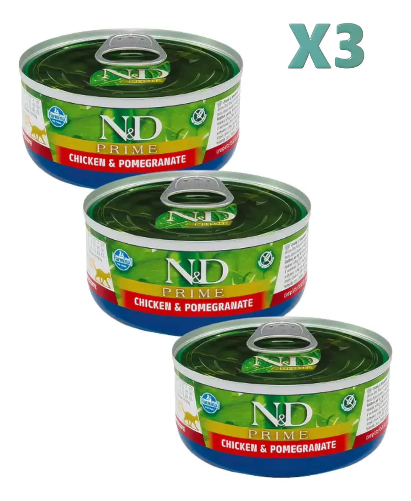 N&d 3 Pack Lata-alimento Hum. Gato Adulto-pollo Granada-70gr C/u 1