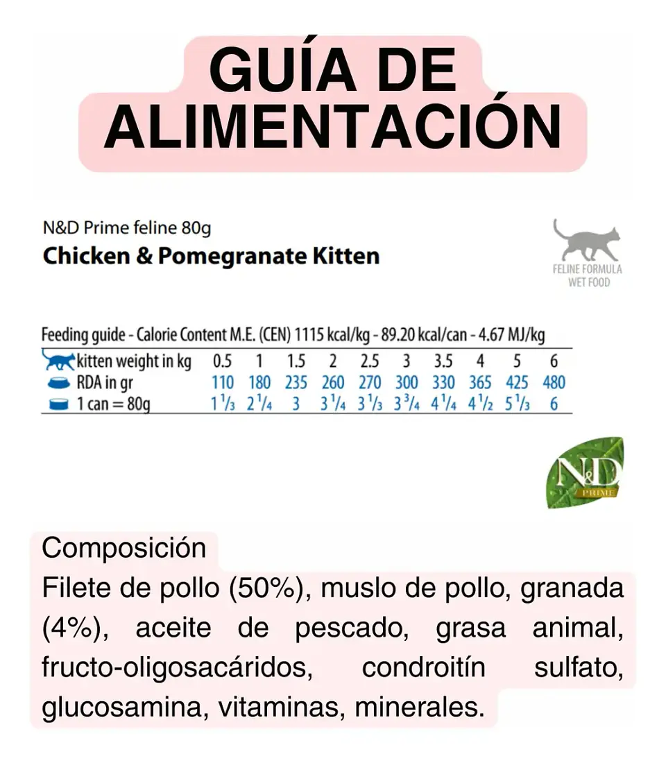 N&d 3 Latas Kitten - Pollo Y Granada - 70 Gr C/u 3