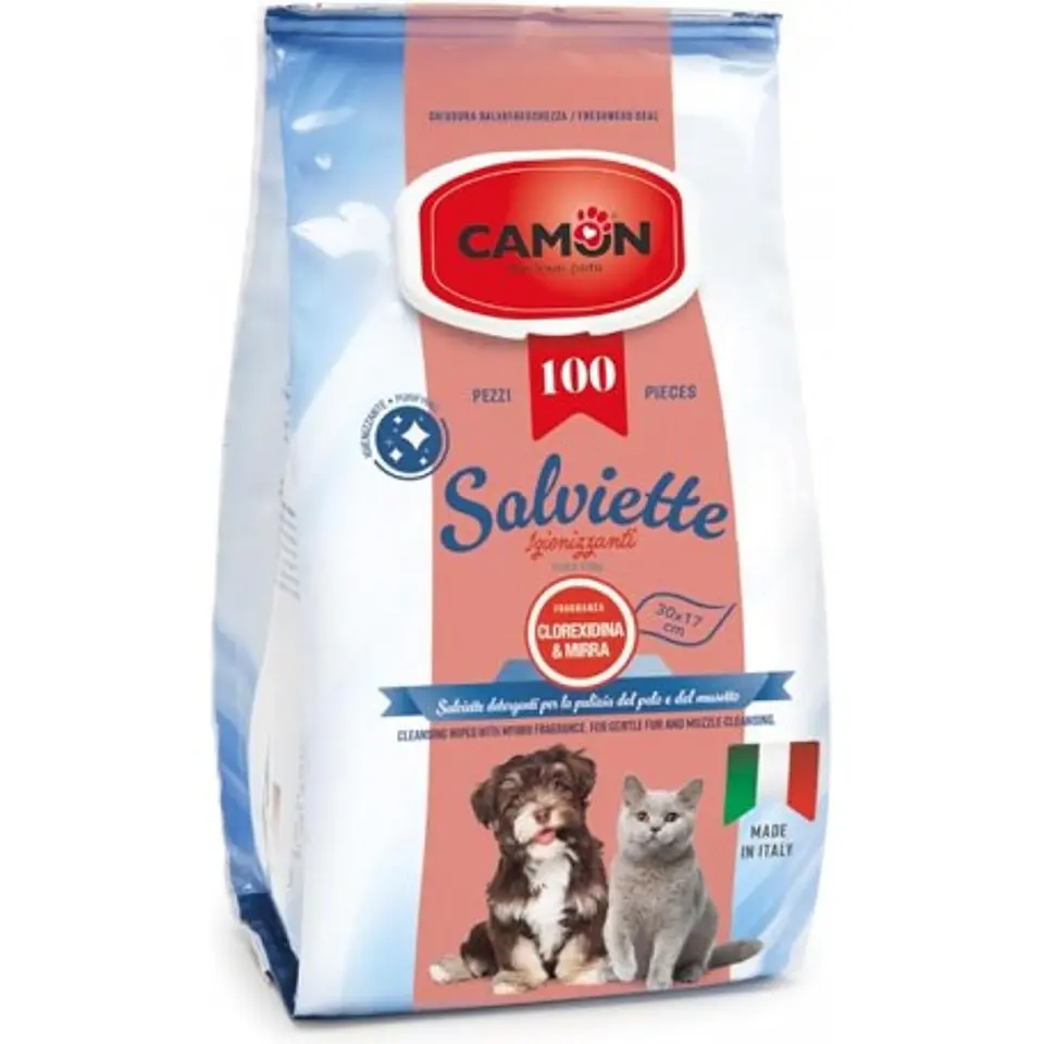 Salviette Toallitas Húmedas-gato Perro-100 Unid-clorhexidina Y Mirra 130Gr 1