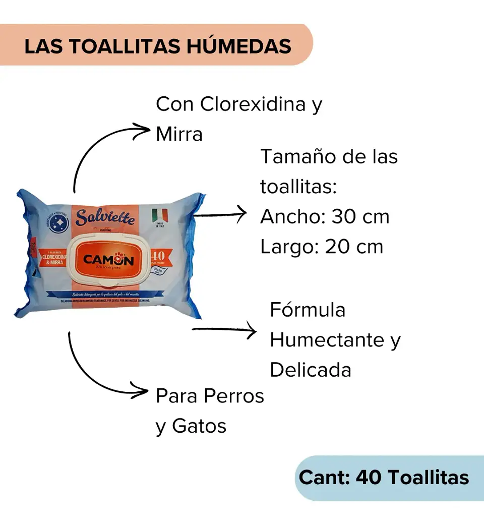 Salviette Toallitas Húmedas Perro Y/o Gato-clorexidina Y Mirra-40 Uds 5