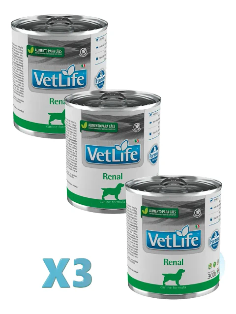 Vet Life Pack 3 Latas Vetlife - Renal Para Perros - Total 900 Gr.