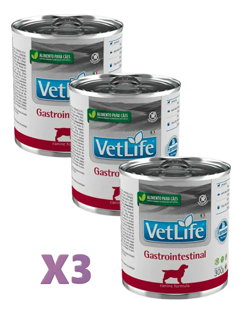 Vet Life Pack 3 Latas Vetlife - Gastrointestinal- Perros - 900 Gr.