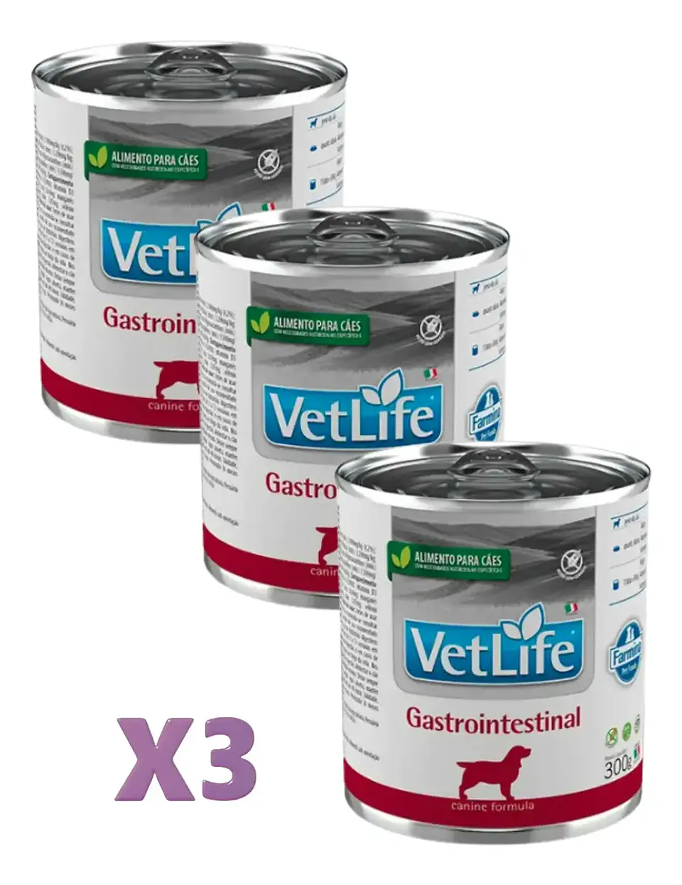 Vet Life Pack 3 Latas Vetlife - Gastrointestinal- Perros - 900 Gr. 1